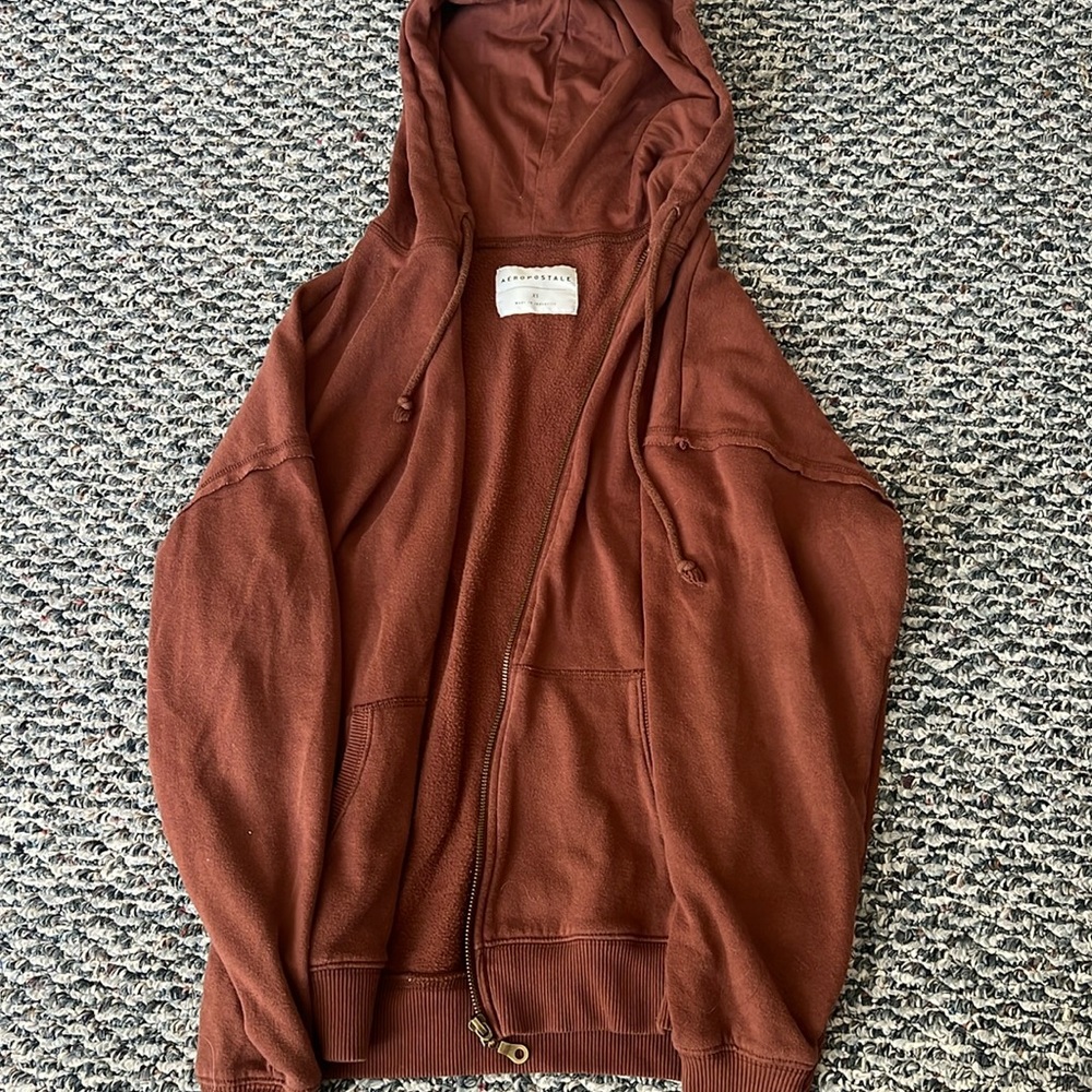 brown women’s xs aeropostale zip up hoodie